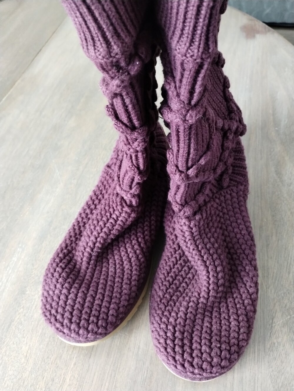 UGG Cardy 5879 Plum Purple Cable Knit Sweater Boots Women's 6 - Picture 3 of 12